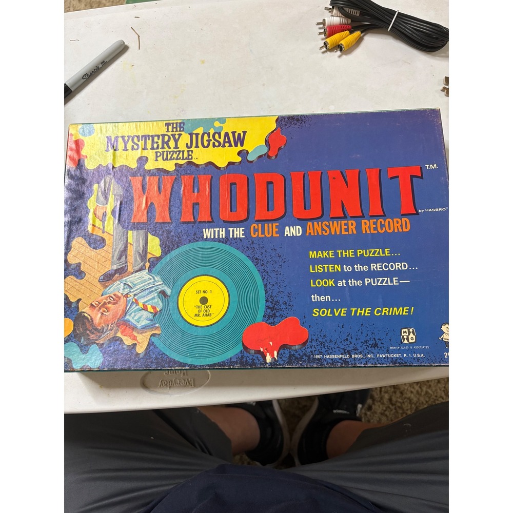 Vintage 1967 Hasbro Whodunit Mystery Jigsaw Puzzle Record Case of Mr Ahab 2950